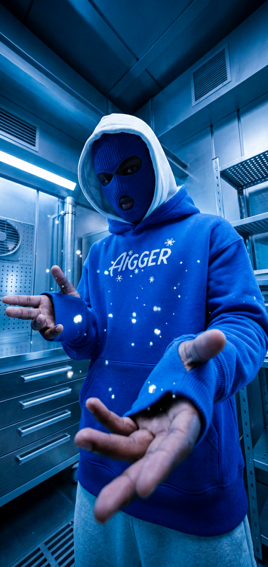 Snow Blue double cap hoodie - AIGGER
