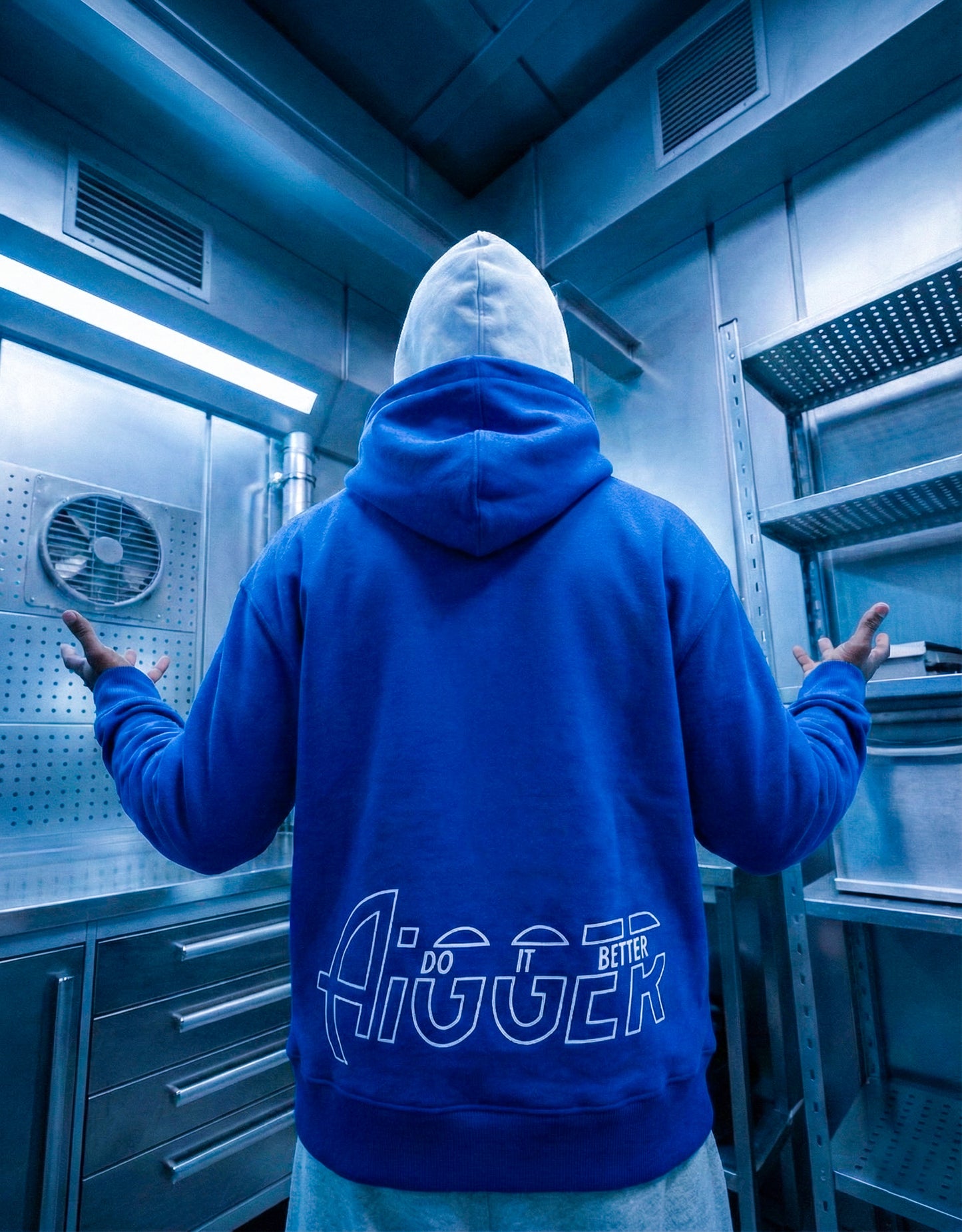 Snow Blue double cap hoodie - AIGGER